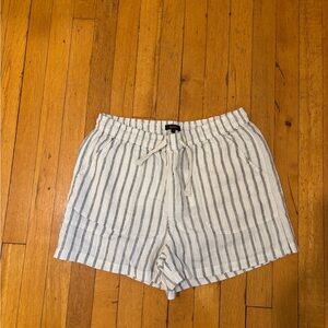 Quince European Linen Shorts Oatmeal and Black Striped Shorts